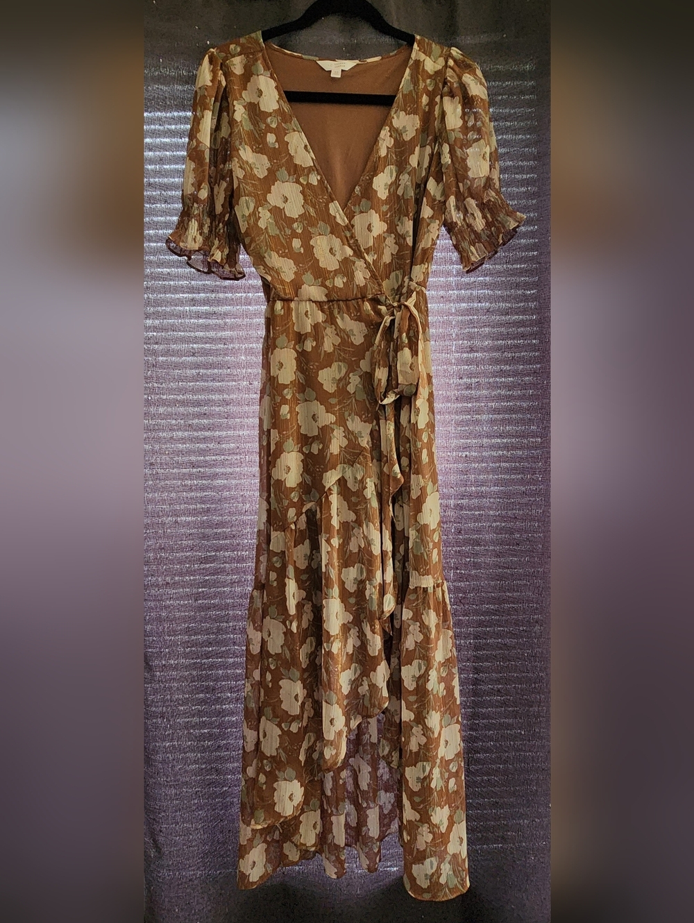 Floral Tie-Waist Asymmetrical Midi Dress
